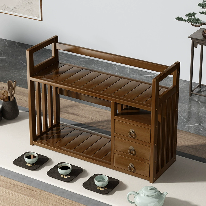 Настольная антикварная стойка из цельного дерева Маленькая стойка для чая Стойка для чайных чашек Стеллаж для хранения Стеллаж для размещения фиолетовых глиняных Горшков