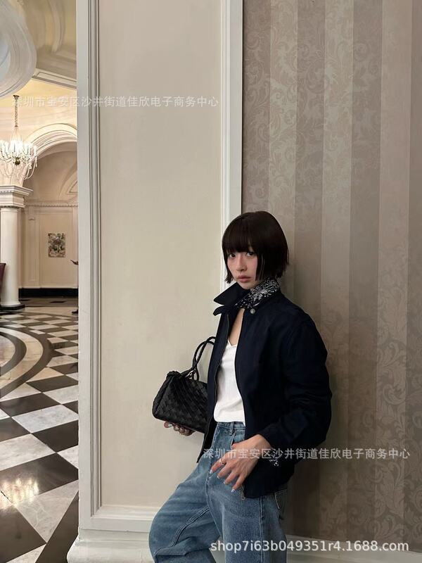 25秋季老钱风小马刺绣印花拼接美式POLO翻领外套女老干部夹克女|undefined
