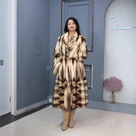 爆款德国进口艾虎时髦款翻领真皮草大衣裘皮时尚女款外套