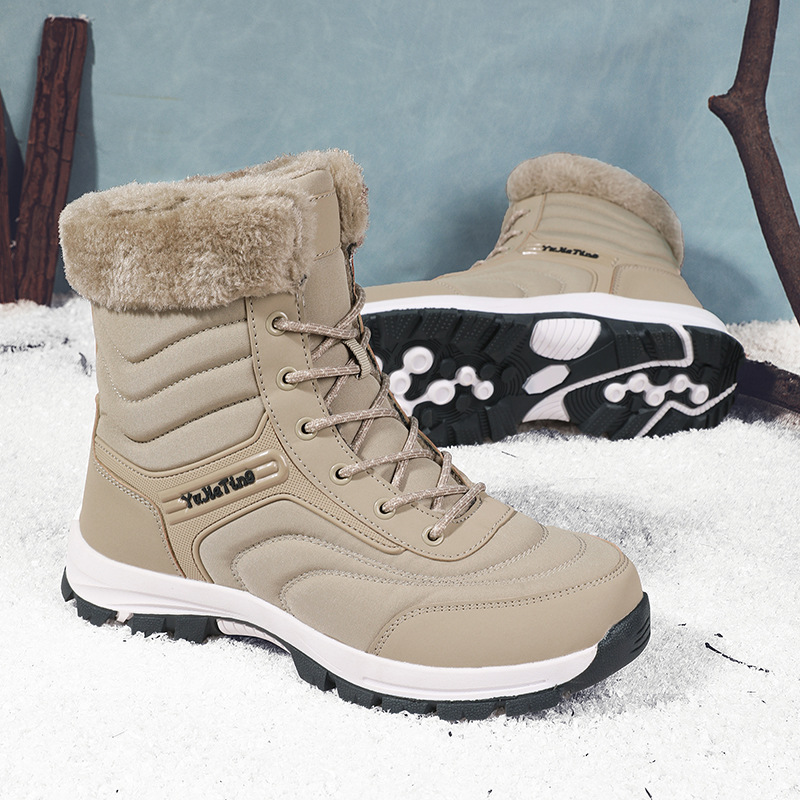 Botas de nieve transfronterizas de invierno para hombres y mujeres con zapatos de algodón calientes antideslizantes zapatos de altura media de tamaño grande comercio exterior