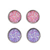 Round matte starry sky, earrings stainless steel, simple and elegant design, with gem, 12mm