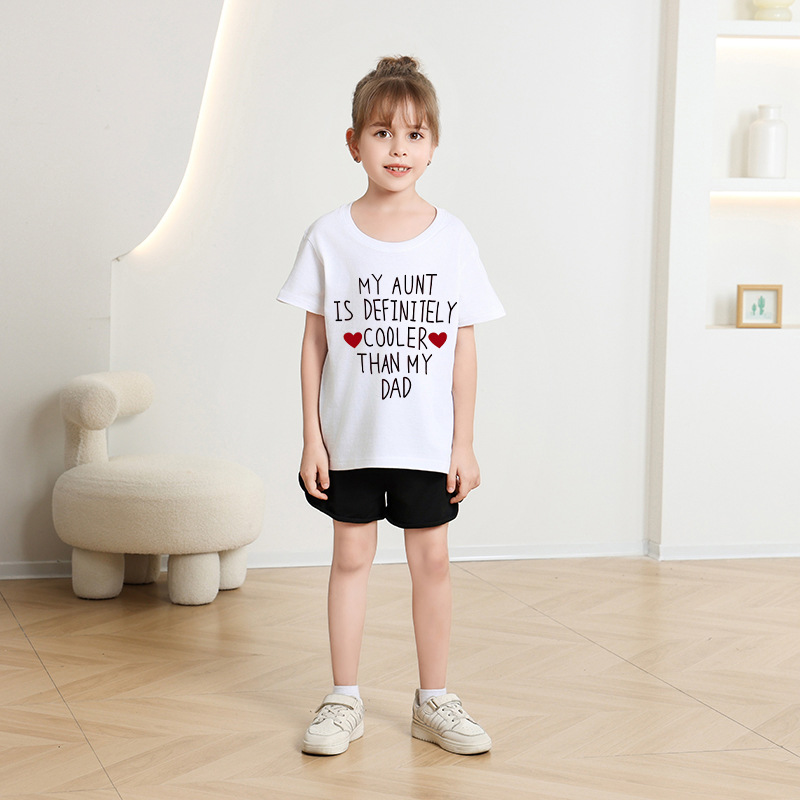 Camiseta para niños 2024 verano nuevas niñas cuello redondo manga corta bebé single Top niñas cartas ropa de verano moda