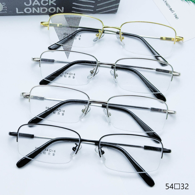 Men's Business memory titanium half frame glasses frame factory wholesale urban texture with myopia glasses frame metal 9902 Men's Business memory titanium half frame glasses frame factory wholesale urban texture with myopia glasses frame metal 9902