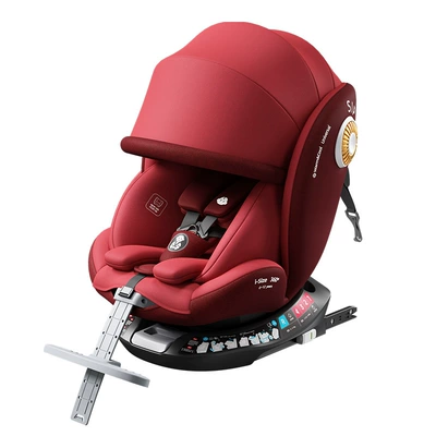 newborn car baby can sit – Car child safety seat - passionate-red-isofix-steel-interface-360-degree-rotation-awning-foot-pedal