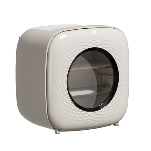Bathroom tissue box, toilet hole-free wall-mounted hand towel holder, double-layer waterproof dustproof tissue storage box