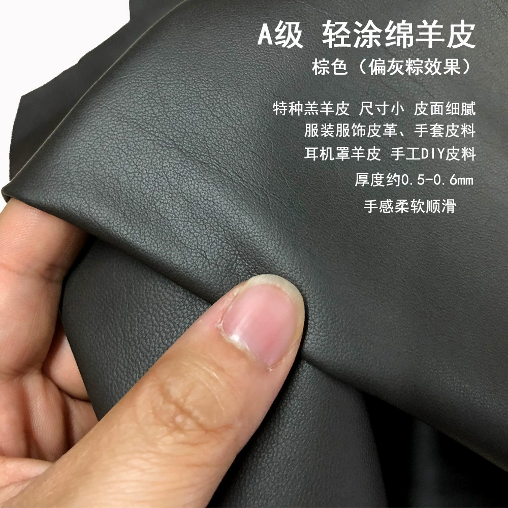 Весь слой головы овечьей шкуры A-класса легкий процесс нанесения темно-серой одежды Кожа Кожа Легкая перчатка Ушные рукав