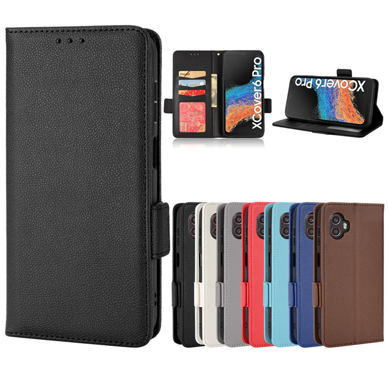 Phone Case for Samsung Galaxy XCover6 Pro Plug-in Card XCover6 Pro Phone Flip Leather Case