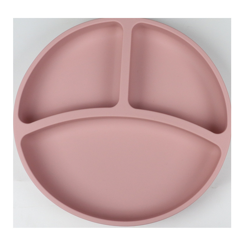 Nuevo producto de Amazon Bandeja de comida de silicona para bebés Bandeja de comida para niños Banquete dividido Tazón de comida para bebés Ventosa integrada de grado alimenticio