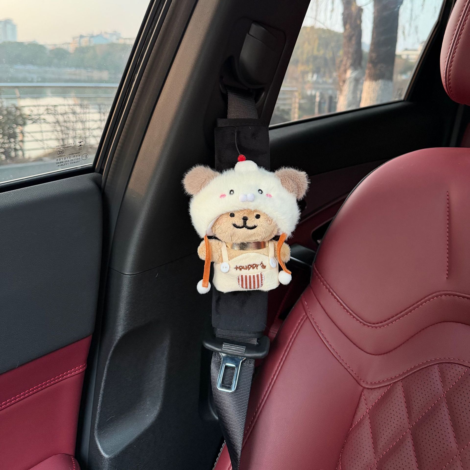 Afternoon Tea Line Dog Car Seatbelt Shoulder Pad Cute All-Season Anti-Strangling Neck Protector New Car Gift