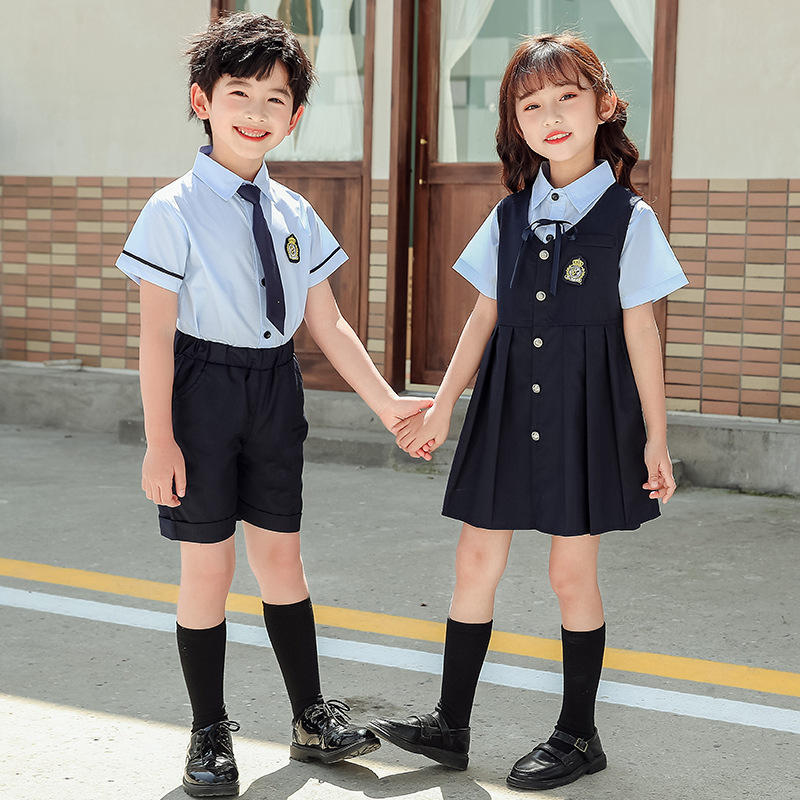 pupil school uniform college British style suit children summer graduation Class clothes kindergarten Park service skirt Summer wear