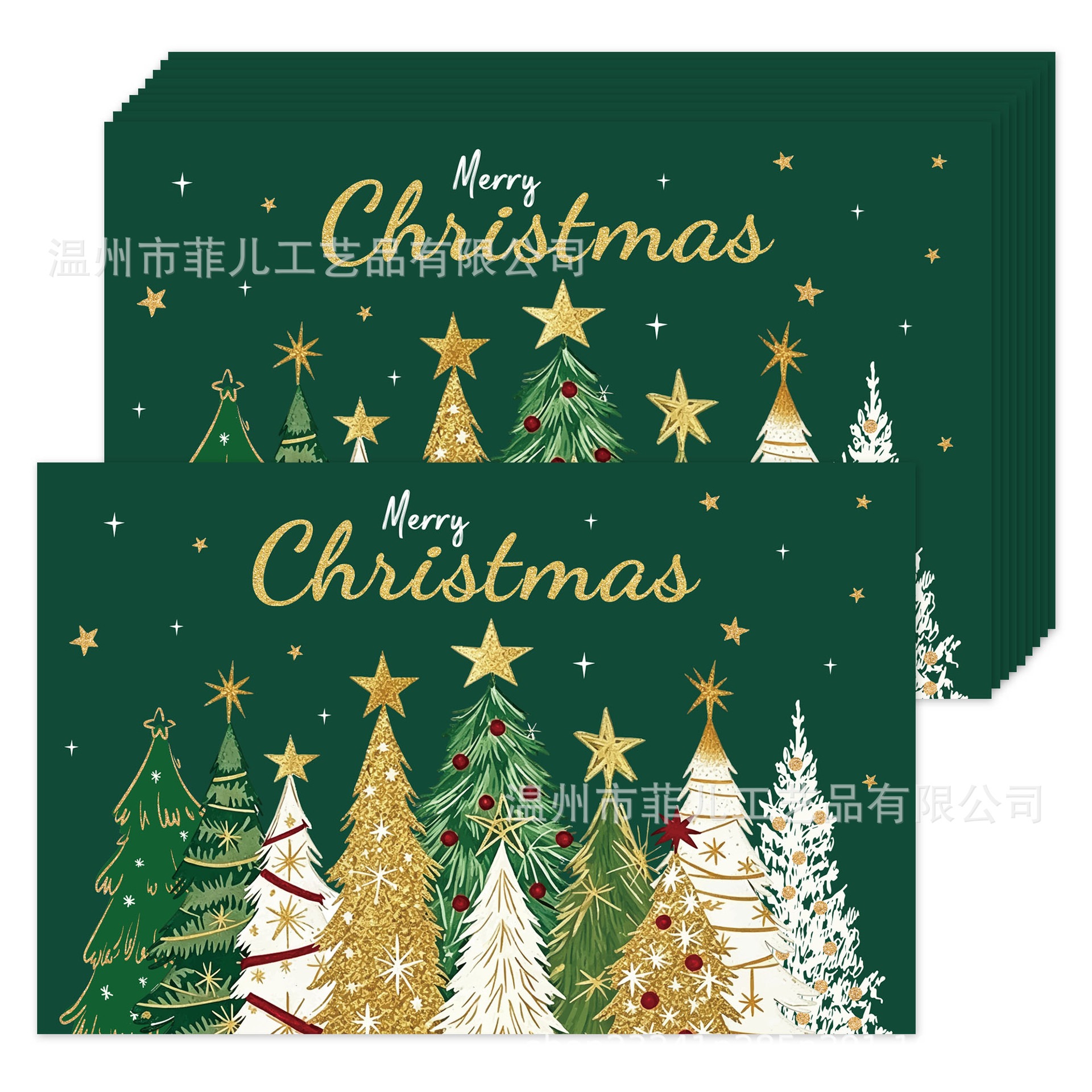 Ca176 Green Christmas Tree Square Placemats Christmas Party Decoration Holiday Party Disposable Placemat Paper