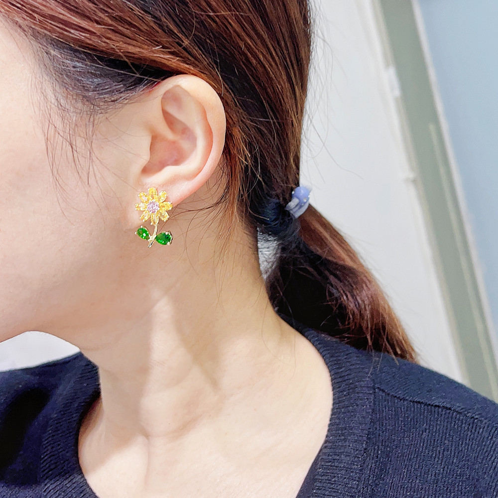 1 Pair Fashion Flower Plating Copper Zircon Drop Earrings display picture 13