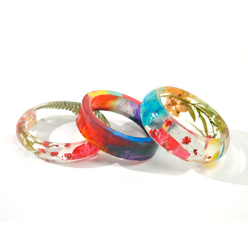 Flower Cambodia Bracelet Mold DIY Glue Mold Curved Ring Dried Flower Resin Straight Bracelet Silicone Mold