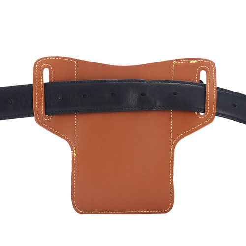 Retro pu leather belt mobile phone waist bag men's mobile phone bag motorcycle rider vertical cigarette key bag wholesale