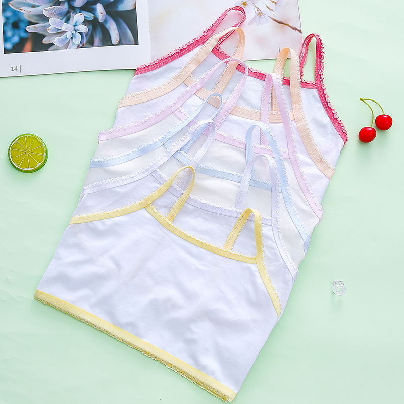 Children's Girls' Short Vest Bra for Development Period, Elementary School Students' Cartoon Cotton Camisole Underwear for Older Kids Children's Girls' Short Vest Bra for Development Period, Elementary School Students' Cartoon Cotton Camisole Underwear for Older Kids