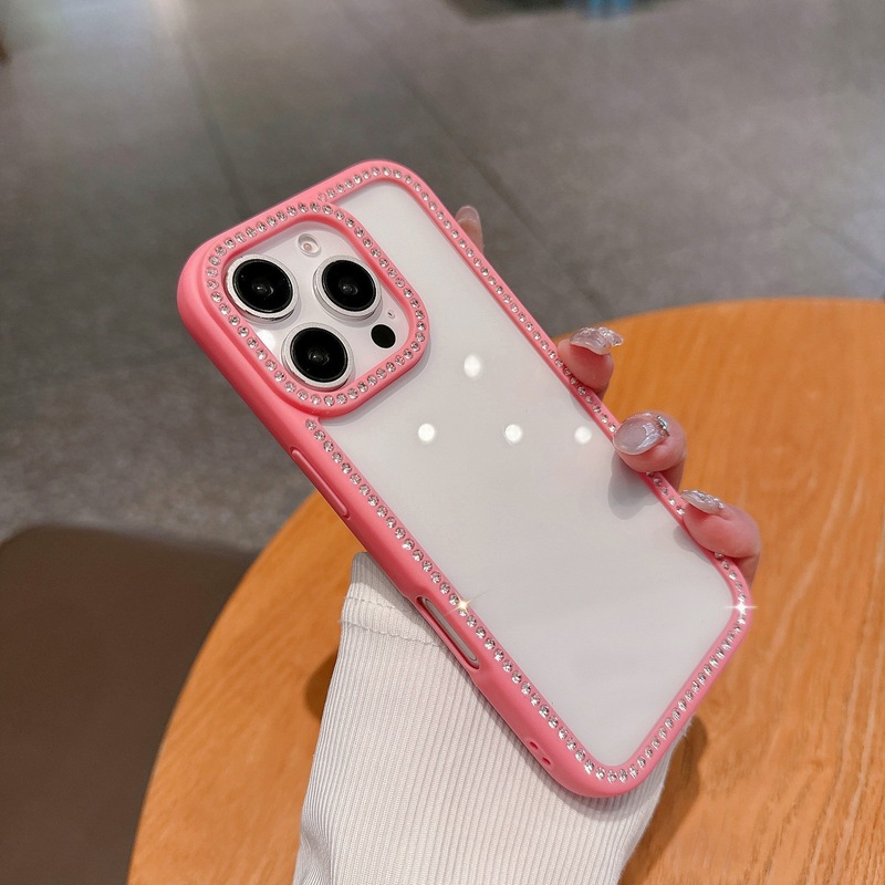 星钻闪壳iphone16promax手机壳闪钻边框苹果15PRO 亚克力简约保护|undefined