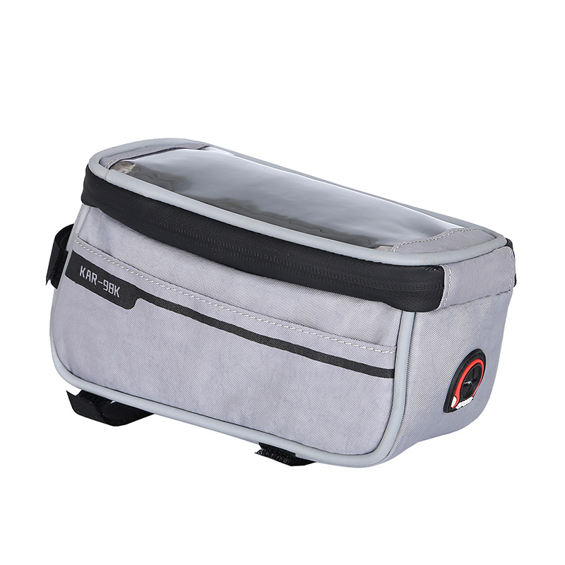 Verano nueva bicicleta de pantalla táctil bolsa de teléfono móvil negro bicicleta de montaña bolsa de sillín haz frontal bolsa de ciclismo al por mayor fabricante