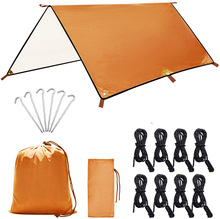 户外多功能方形天幕 防水防晒沙滩凉棚遮阳帐篷 轻薄涂银地席地布