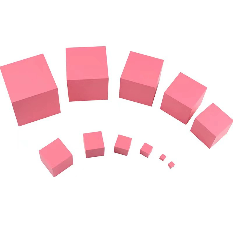 Монтессори-материалы для обучения, сенсорная серия, розовая башня, развивающие игрушки для малышей, раннее развитие, прямые продажи от производителя