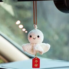 女の子向けの車内装飾、かわいいサニー人形、安全なバックミラーペンダント、豪華な車のペンダント