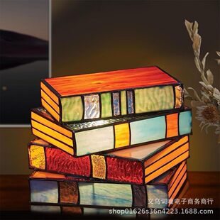 ��ɫ�����B������֬��ˇƷ̨��Stained Glass Stacked Books Lamp