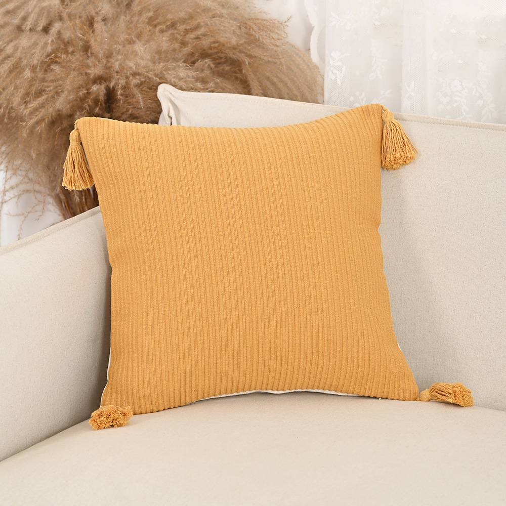 Cross-bordados nórdicos con mechones, fundas de almohada teñidas en hilo de poliéster y algodón, muebles para el hogar para niñas, sofá, dormitorio, decoración de sala de estar