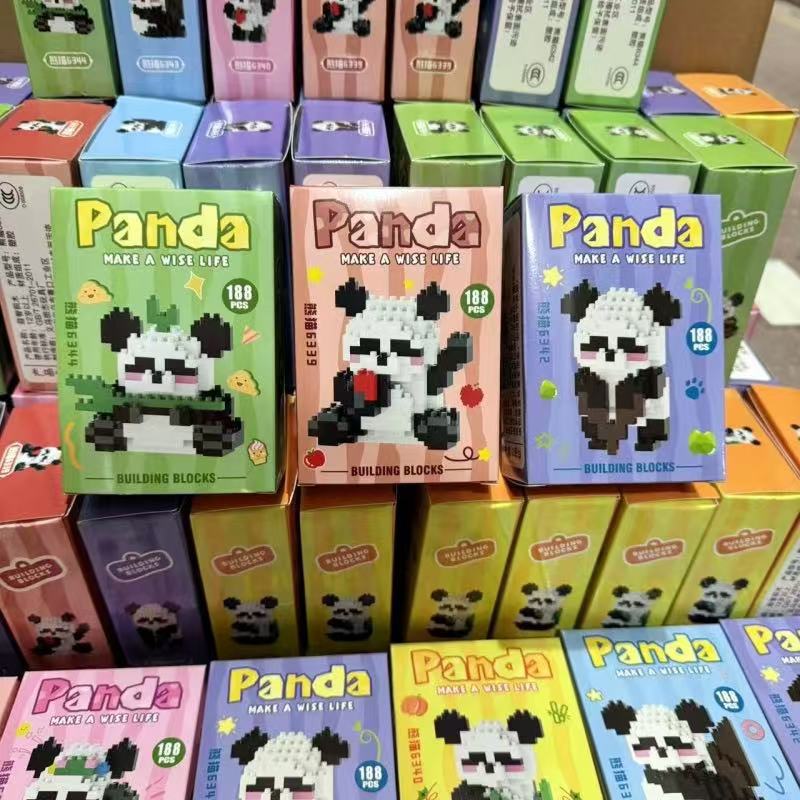 2025 nuevo estilo chino panda bloques de construcción linda muñeca de dibujos animados estudiante niño rompecabezas hecho a mano rompecabezas