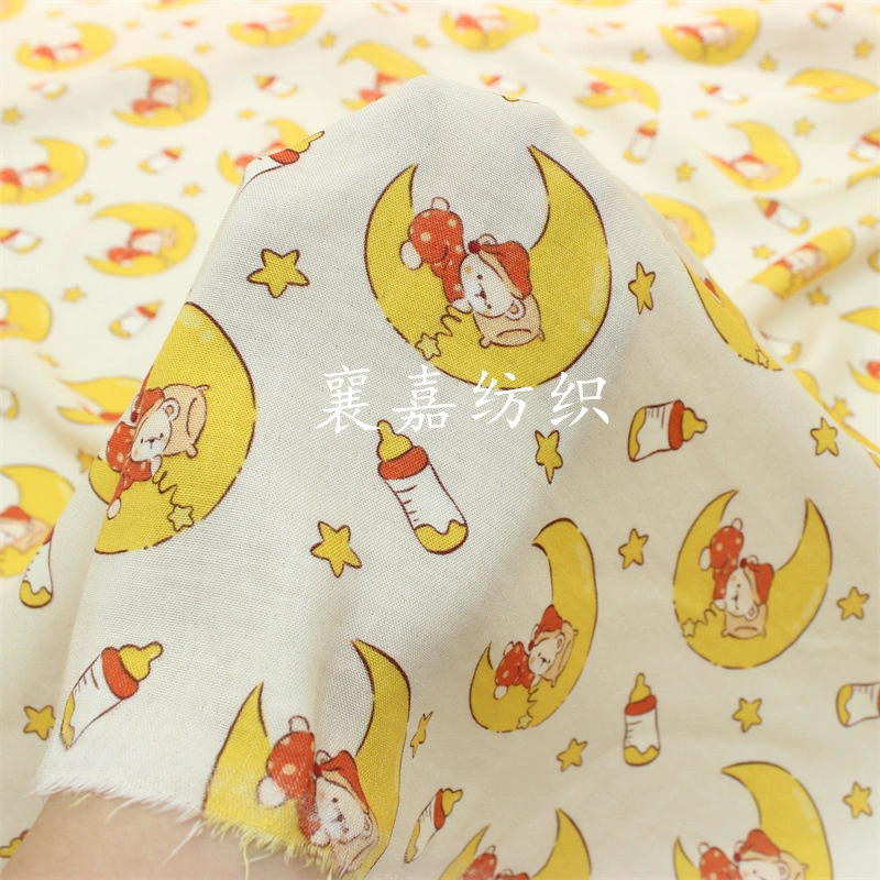 Bamboo fiber double-layer gauze fabric cartoon digital print baby clothing pajama fabric
