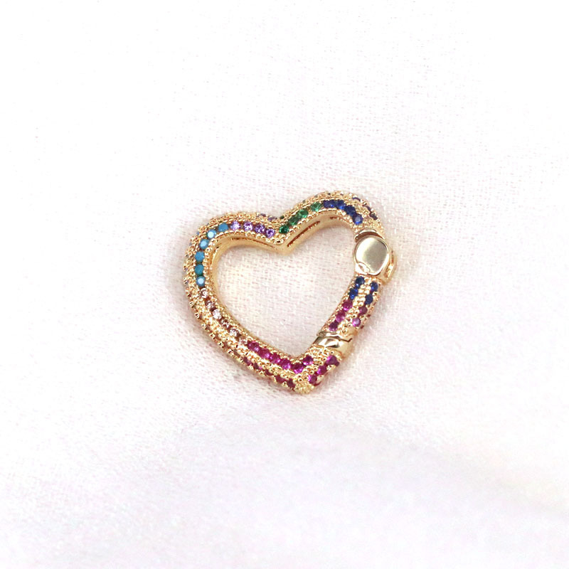 Copper Gold Plated Colored Zircon Square Heart Spring Bucklepicture3