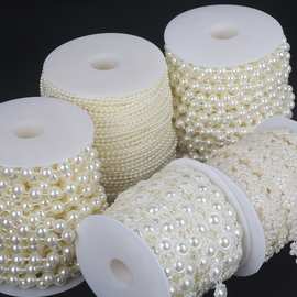 ABS仿珍珠婚庆花边连线珠链高亮链条diy手工发饰头饰品材料麦太保