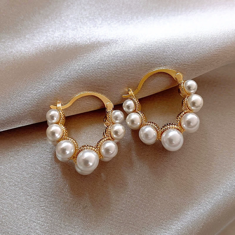Серебряная игла, белый цирконий, модные милые серьги из жемчуга, цветок, французский стиль