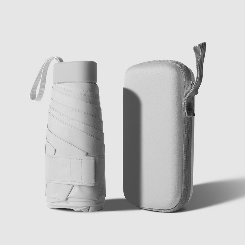 Nuevo mini paraguas plegable portátil negro protector solar paraguas manual ultraligero plano seis pliegues tarjeta paraguas