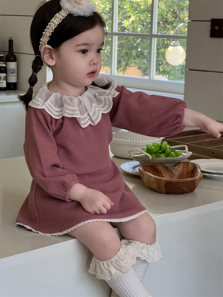 Trajes de primavera para niños ropa de bebé 2025 primavera ropa infantil coreana camiseta de muñeca vestido corto de dos piezas ropa de primavera