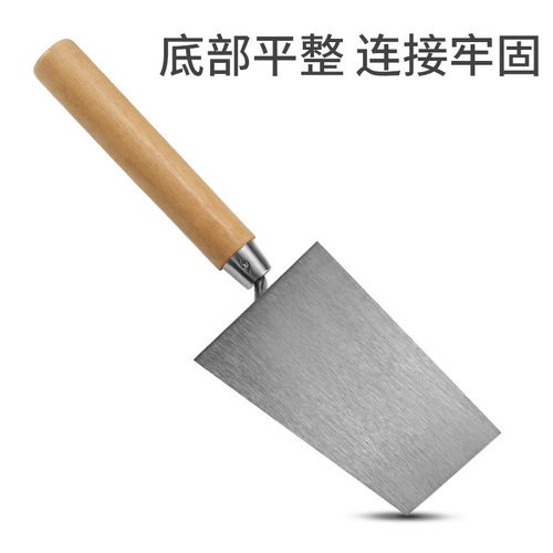 Tile shovel with wooden handle, trapezoidal shovel, construction site plasterboard, large shovel for wall bricklaying, large shovel for bricklaying tool, bricklaying knife