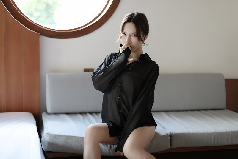 Sheer Chiffon Boyfriend Shirt Lingerie for Women, White Costume Uniform, One Size — detail image 17