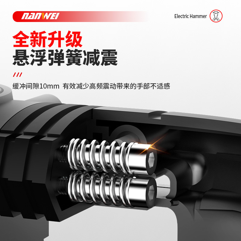 Nanwei ブラシレスリチウム電動ハンマー 28T 工業用コンクリートインパクトドリル角ハンドルデュアル目的電動ピック電気充電式電動ハンマー|undefined
