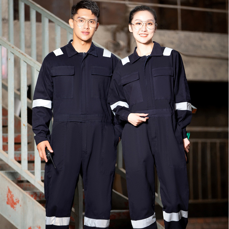 Pure Cotton One-Piece Workwear for Men, Suitable for Shipyard Sailors, Labor Protection Clothing, Auto Repair Workwear, Reflective Cargo Dock Workwear, Thickened