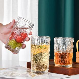 High-Looking Cup Ins Style Glacier Cup Tall Glass Simple Glass Water Cup High Temperature Resistant Household Drinking Cup