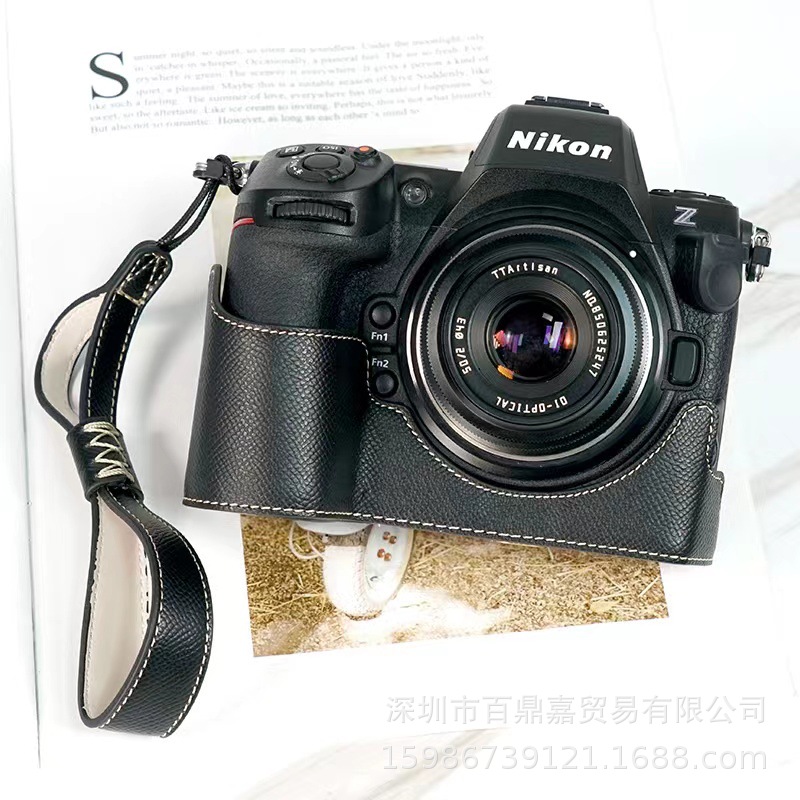 (2개) 니콘 Z8 가죽 케이스 베이스 Z8 마이크로 단일 카메라 가방 Z8 휴대용 보호 케이스 레트로 가죽 하프 세트