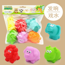 洗澡戏水玩具捏捏响小动物 搪胶软胶发响手抓球儿童卡通可爱玩具
