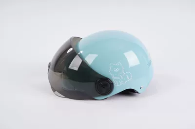 Motosiklet kaskı (dəbilqə) | Children, Motorcycle Safety Helmet - blue-brown-short-mirror-3c-certification