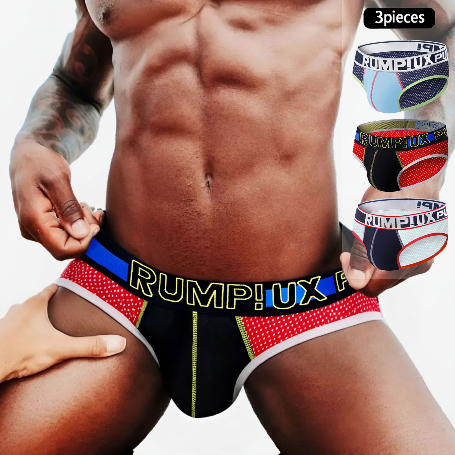 3-Pack of Men's Underwear Specifically for Cross-Border European Sizes, Sexy Pure Cotton Briefs with Large Pouch, Suitable for Adult Novelty Bars
