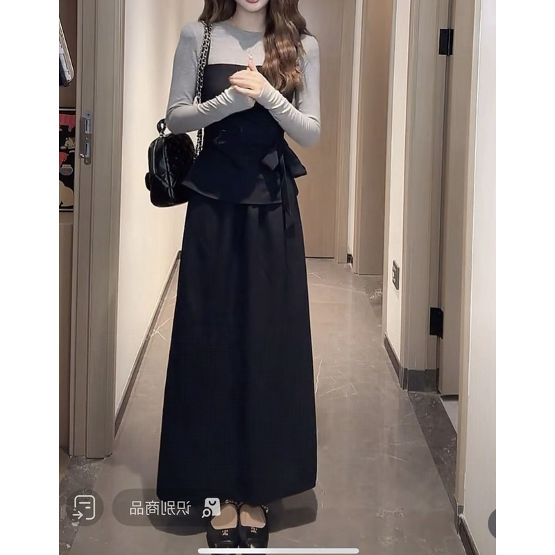 【暮色周末】秋季慵懒感宽松简约上衣~精致吊带~半身裙套装女新品|undefined