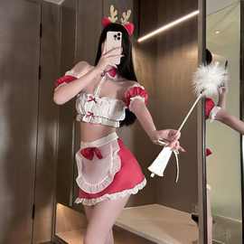 爱唯逸新款情趣内衣性感cos圣诞女仆甜美套装免脱激情纯欲诱惑套