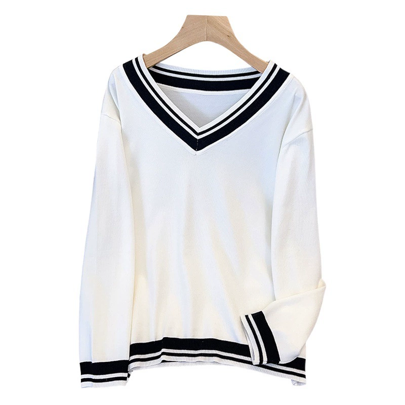 Большие размеры/350 обхват груди Женский 150/160 пуловер с V-образным вырезом нижний свитер 8117