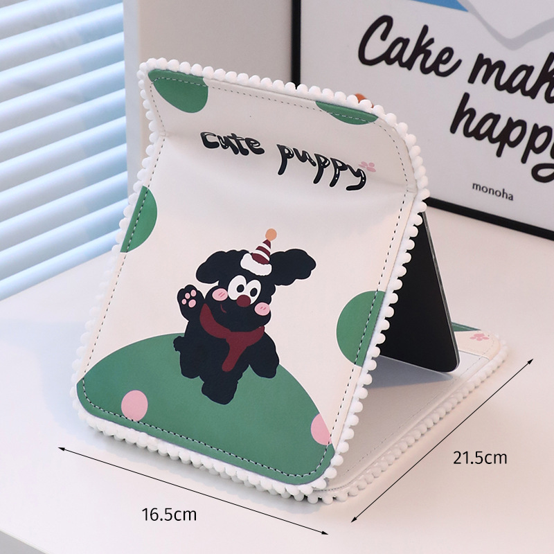 Espejo de maquillaje plegable de escritorio, dormitorio de escritorio, mesa de maquillaje de dormitorio, camarera, pequeño espejo encantador con usted