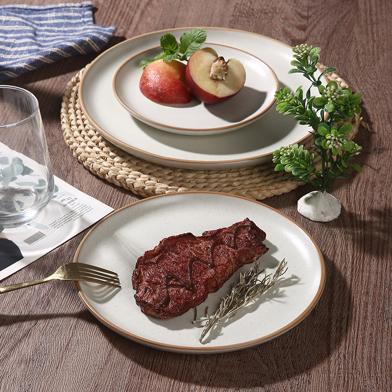 Cross-border Western Food Plate Household Ceramic Plate High-end Retro Steak Plate Restaurant Restaurant Bone Plate Commercial Flat Plate Cross-border Western Food Plate Household Ceramic Plate High-end Retro Steak Plate Restaurant Restaurant Bone Plate Commercial Flat Plate