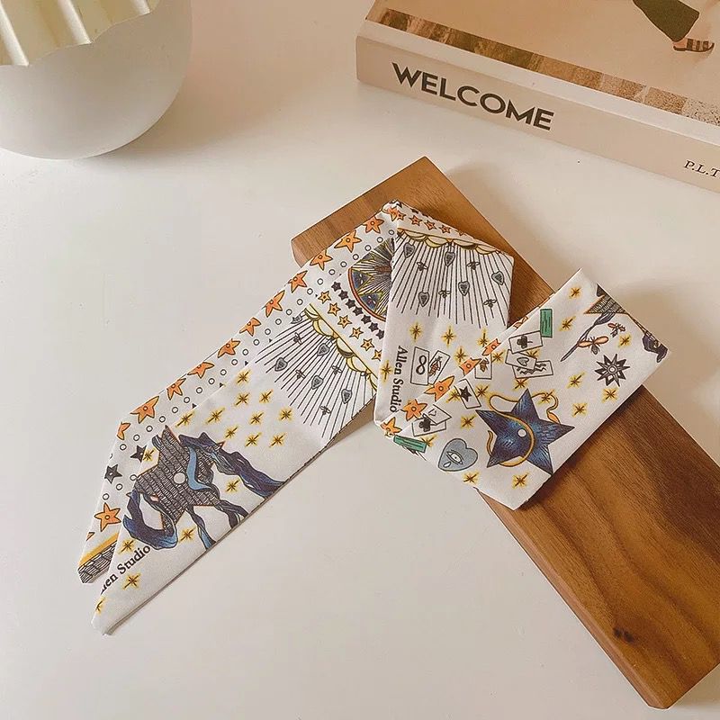 Estilo francés Internet celebridad bufanda banda para el cabello Niñas vintage pajarita banda para el cabello largo Corea del Sur ins cuerda para el cabello accesorios para el cabello