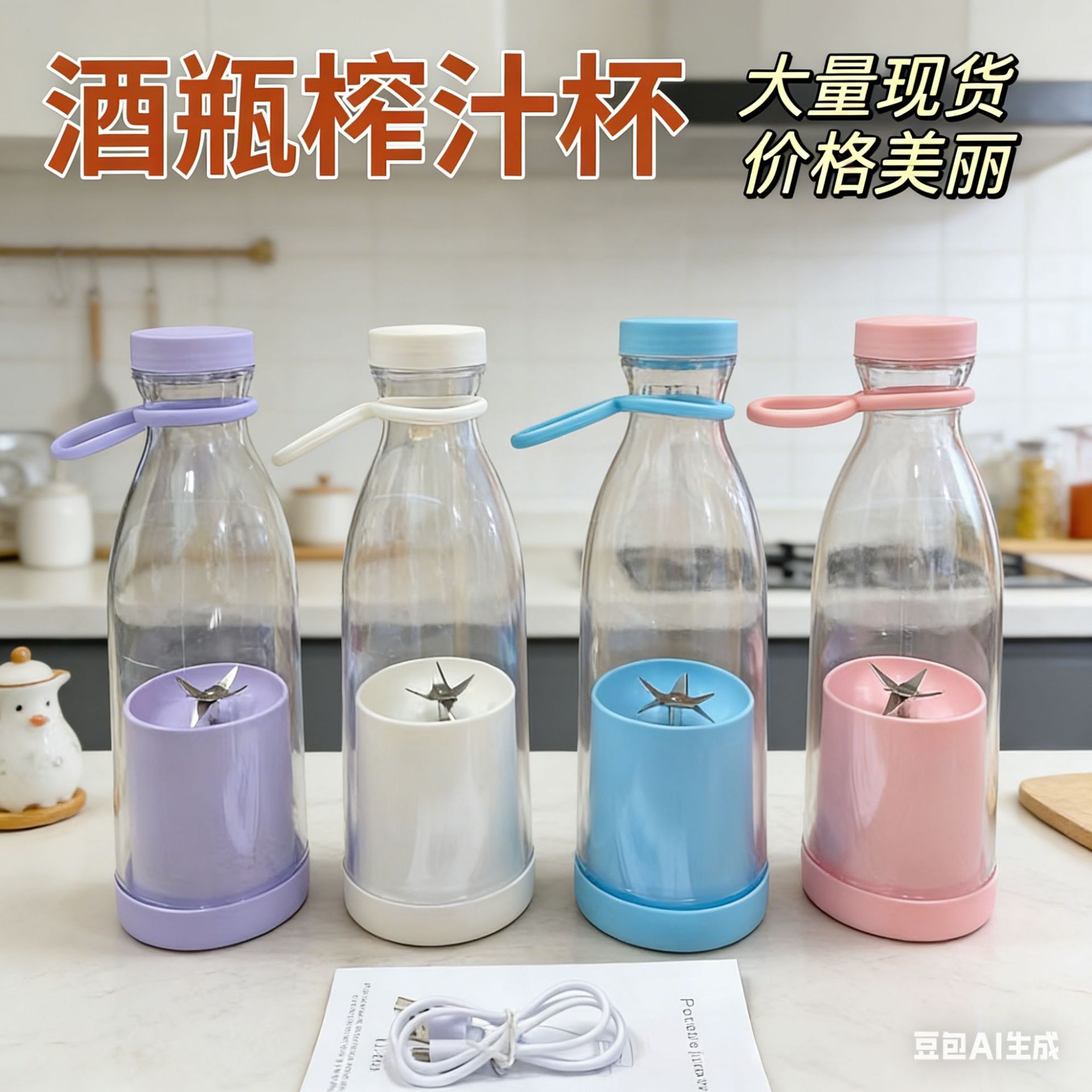 Factory Direct Sales USB Wireless Charging 6-Blade Head Portable Juicer Juicer Cross-Border Home Juicer Cup