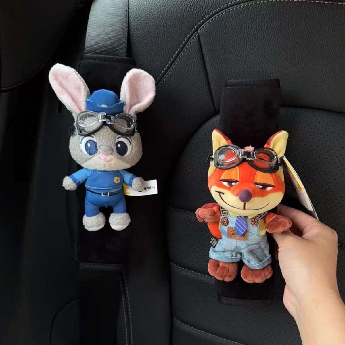 Car Seatbelt Shoulder Pads for Zootopia Judy and Nick, Cute Car Seatbelt Interior Decoration for Couples